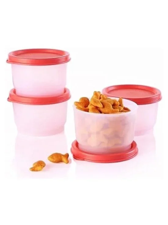 Tupperware Snack Cups 4x 4oz White Containers w/ Red Seals OR Sheer w/Pink Seals - Picture 4 of 12